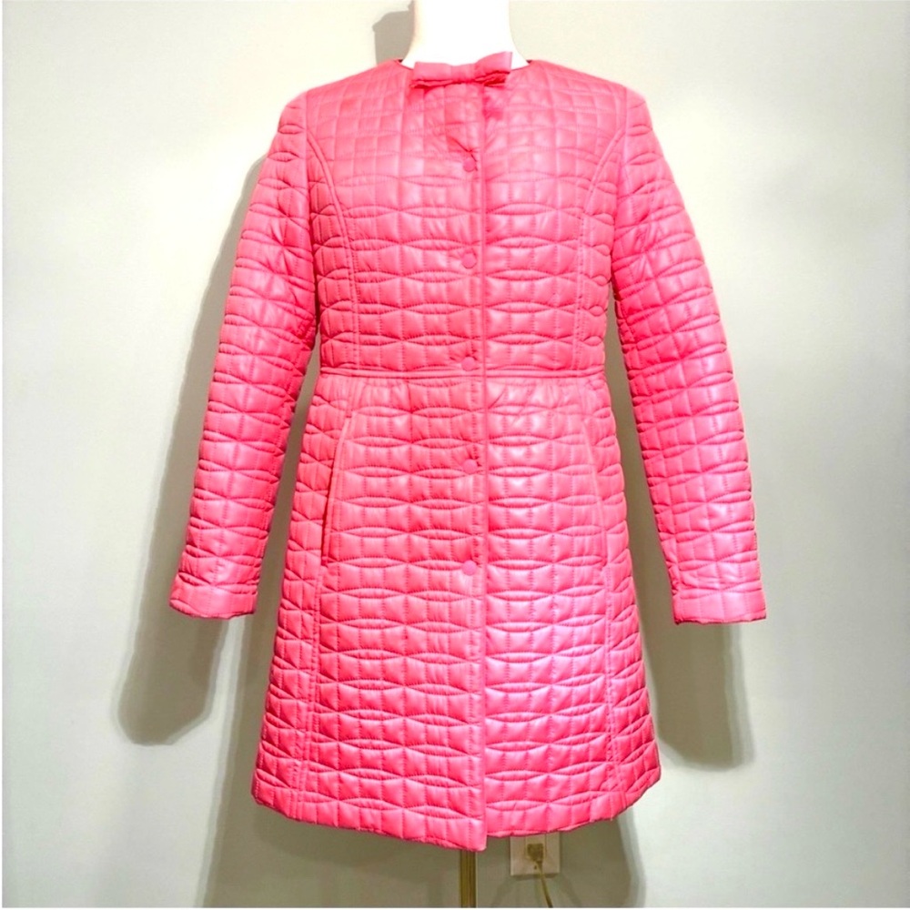 Kate Spade Hot Pink Quilted Puffer Long Female Jacket, Size M